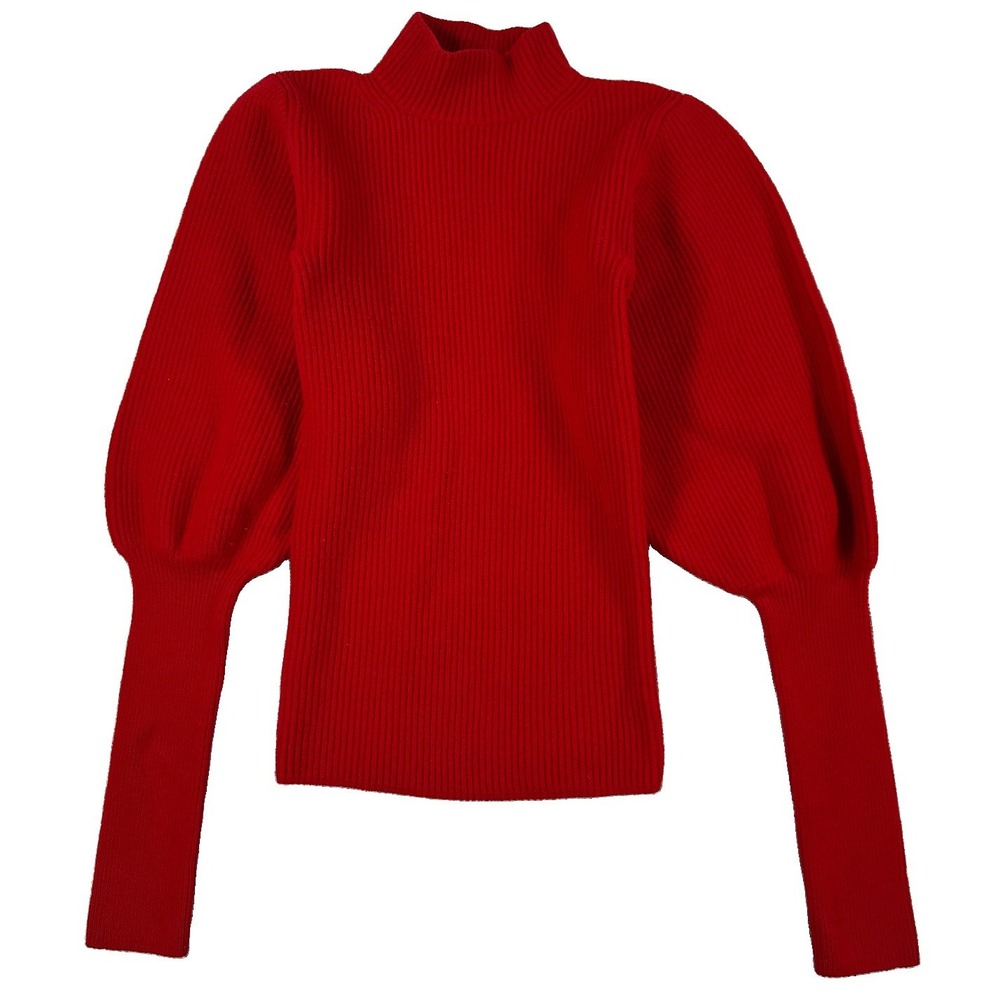 Khaite Ribbed Knit Sweater Women's Red Balloon Sleeve